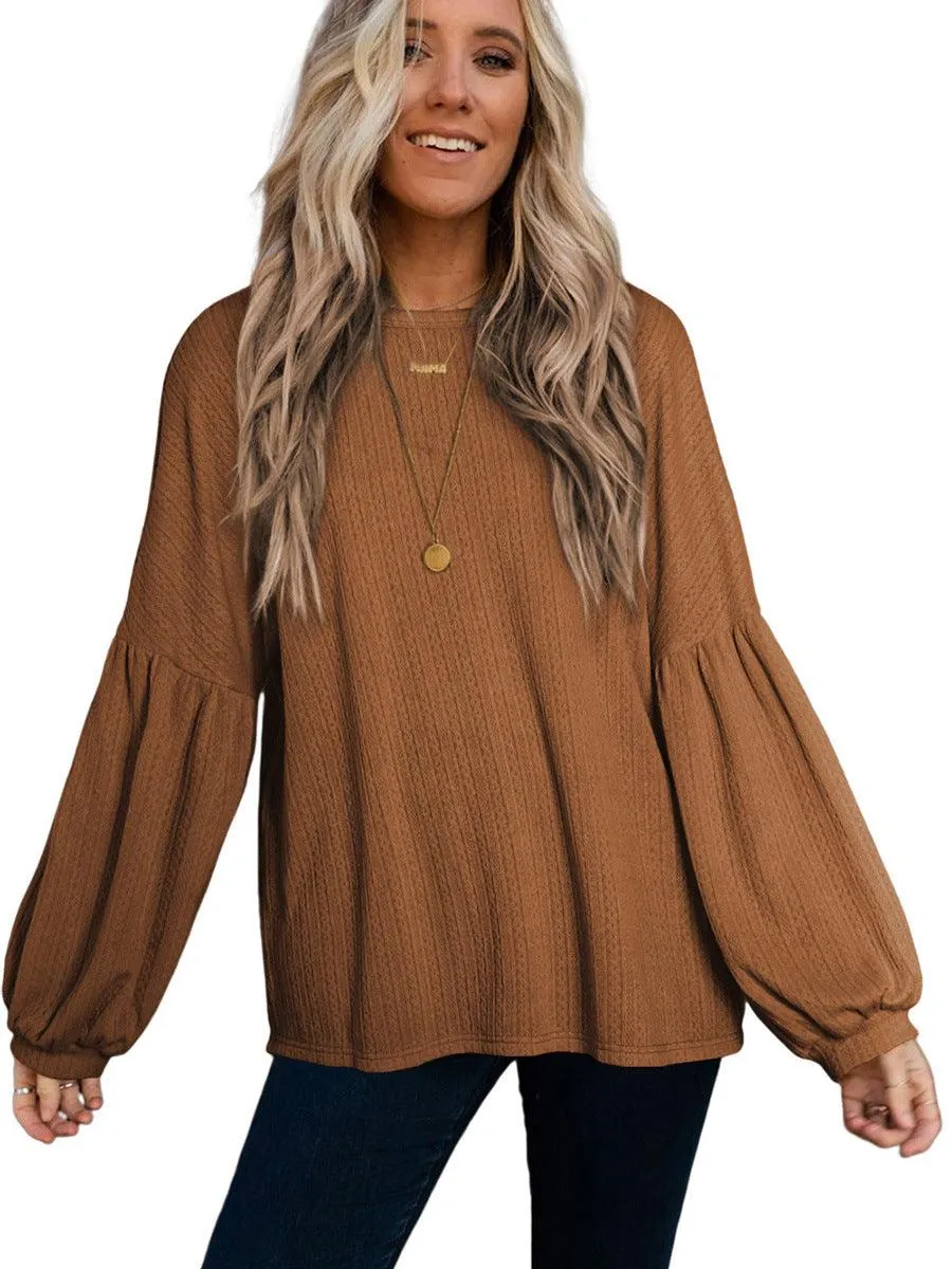 Women's European And American Loose Casual Style Puff Sleeve Top