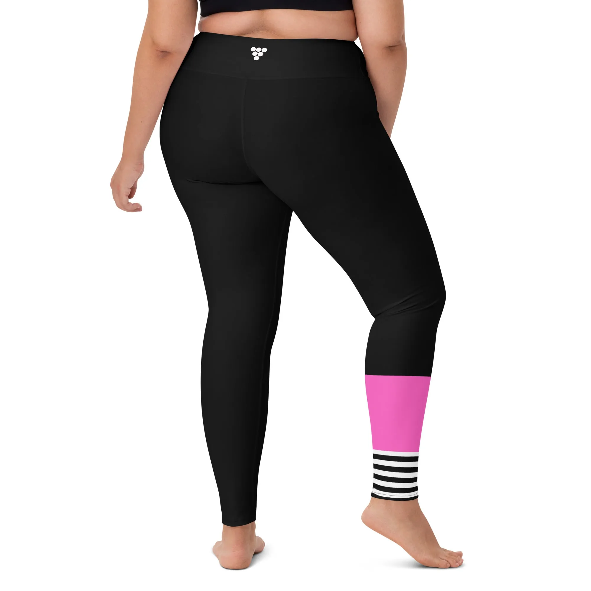 Women's Plus Size Swim, Surf, Paddleboard Leggings UPF 50 - Sporty Black & Pink
