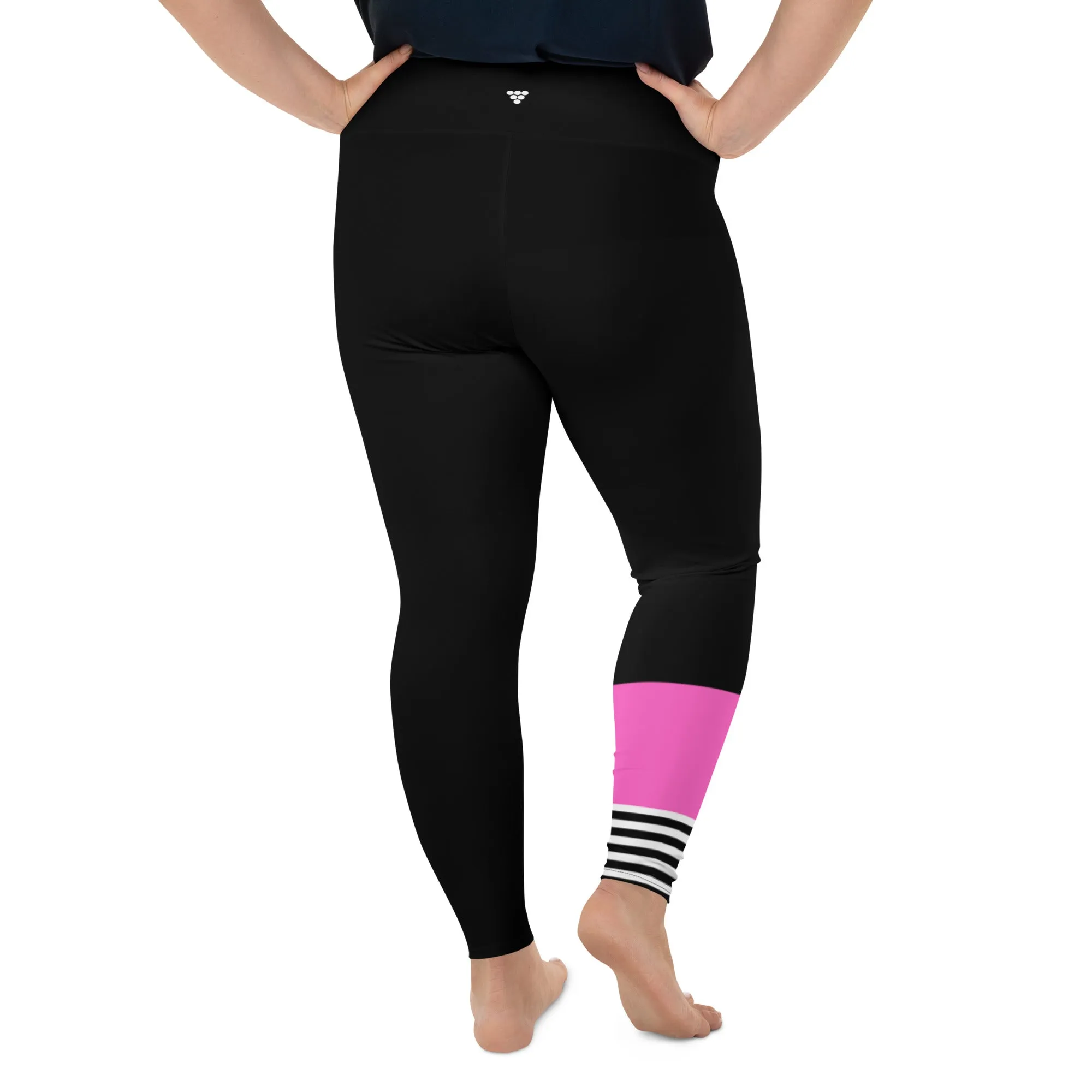 Women's Plus Size Swim, Surf, Paddleboard Leggings UPF 50 - Sporty Black & Pink