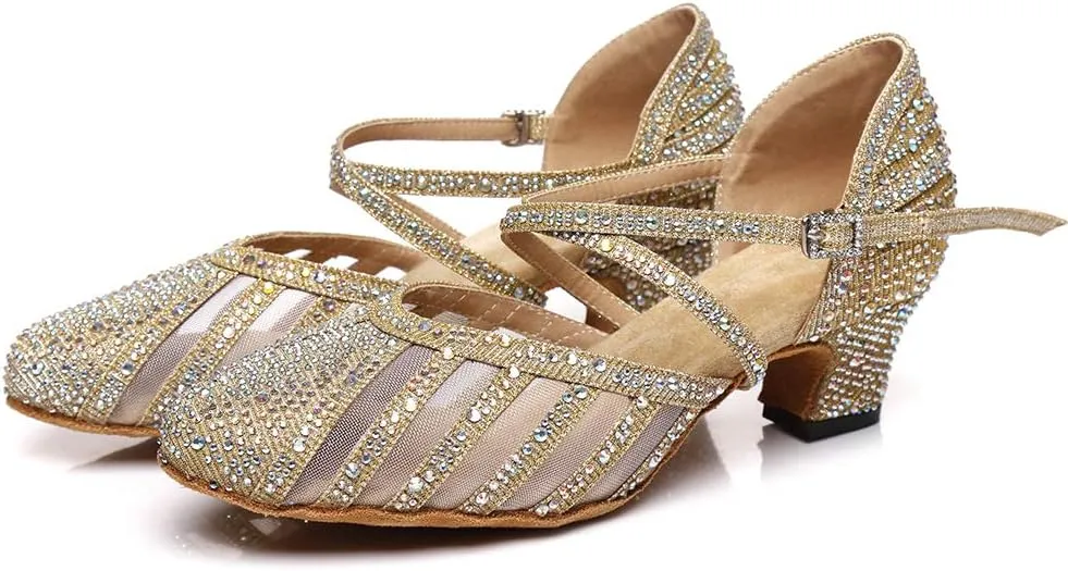 YKXLM Ballroom Dance Shoes for Women Latin Salsa Performance Professional Closed Toe Dance Shoes,Model L403