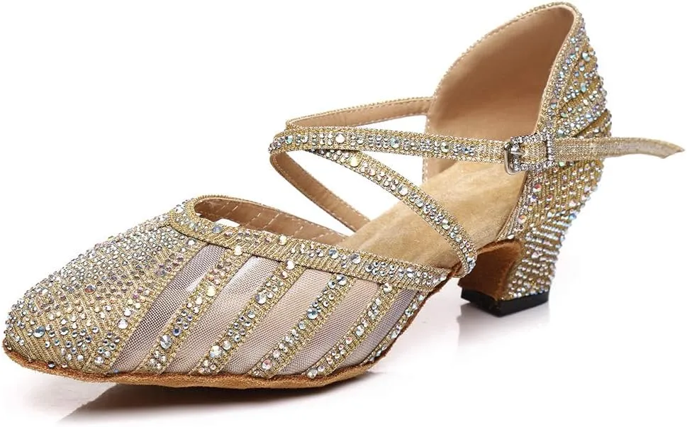 YKXLM Ballroom Dance Shoes for Women Latin Salsa Performance Professional Closed Toe Dance Shoes,Model L403