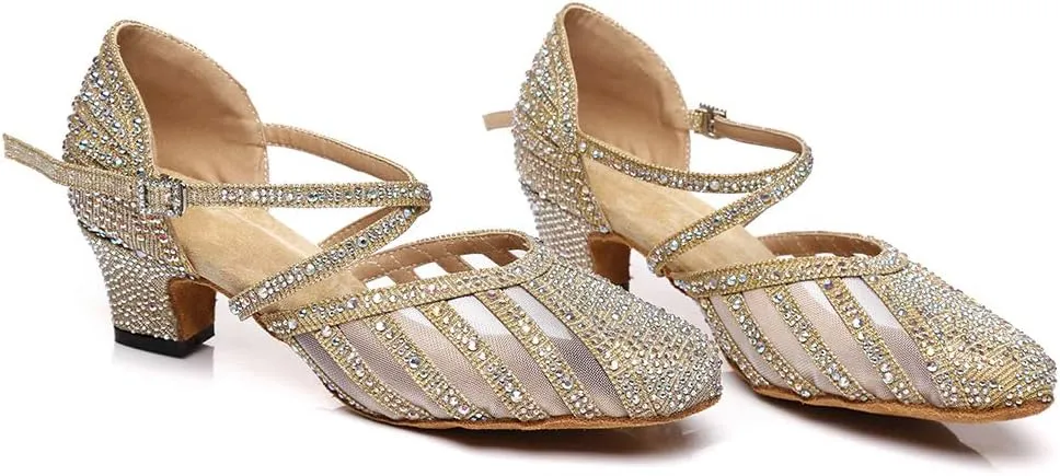 YKXLM Ballroom Dance Shoes for Women Latin Salsa Performance Professional Closed Toe Dance Shoes,Model L403